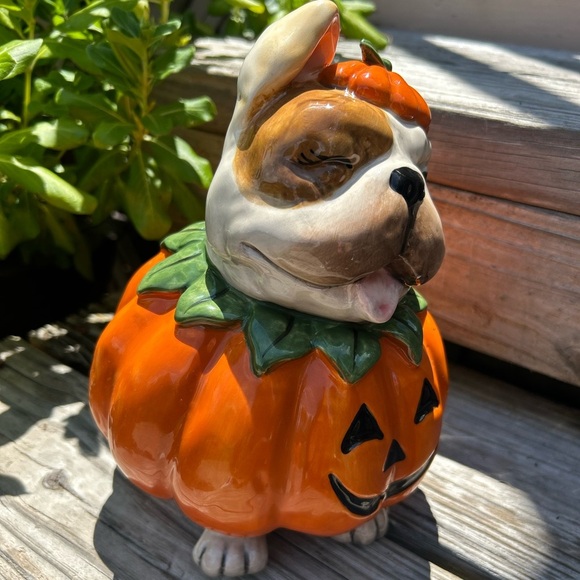 Blue Sky Halloween Frenchie Bulldog Dog Pumpkin Figurine Ceramic Statue Decor - Picture 5 of 6